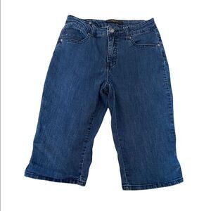 SIMON CHANG DENIM Dark Wash Stretch Bermuda Long Jean Short 2